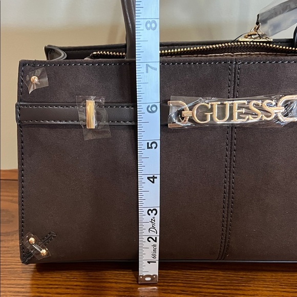 Guess | Chocolate Brown Satchel w/Iconic Logo Bag Charm - Picture 14 of 17